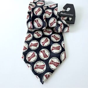 NWT Vintage 1999 Budweiser King Of Beers Anheuser Busch 100% Silk Black Necktie